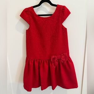 Janie and Jack Red Floral Lace Dress with Bow